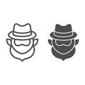 Young Patrick with a beard line and solid icon. Leprechaun avatar outline style pictogram on white background. Patrick