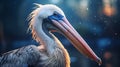 Young Pelican In Blue Outfit: Realistic Hyper-detailed Rendering In Rain