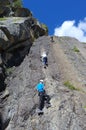 Young people climbing