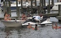 Young people cooling off and partying in the water