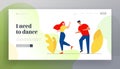 Young People Dancing on Disco Party Website Landing Page. Man and Woman Spending Time Together Moving to Music