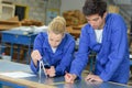 Young people doing technical drawing Royalty Free Stock Photo