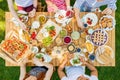 Young people eating outside