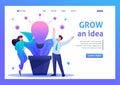 Young people enjoy the growth of business idea. Flat 2D character. Landing page concepts and web design Royalty Free Stock Photo