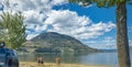 Young people enjoying the summer sunshine at Okanagan Beach, a popular holiday destination