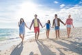 Young People Group On Beach Summer Vacation, Happy Smiling Friends Walking Seaside Royalty Free Stock Photo