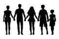 Young people Group of brothers and sisters holding hands silhouette Royalty Free Stock Photo