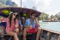 Young People Group Tourist Sail Long Tail Thailand Boat Ocean Friends Sea Vacation Travel Trip Royalty Free Stock Photo