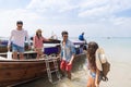 Young People Group Tourist Sail Long Tail Thailand Boat Ocean Friends Sea Vacation Travel Trip Royalty Free Stock Photo