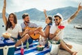 Young people having fun at beach party Royalty Free Stock Photo