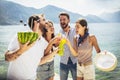 People having fun in summer vacation - Travel, friendship, holidays and youth lifestyle concept Royalty Free Stock Photo