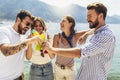 People having fun in summer vacation - Travel, friendship, holidays and youth lifestyle concept Royalty Free Stock Photo