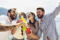 People having fun in summer vacation - Travel, friendship, holidays and youth lifestyle concept Royalty Free Stock Photo