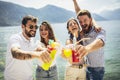 People having fun in summer vacation - Travel, friendship, holidays and youth lifestyle concept Royalty Free Stock Photo