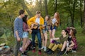 Young people having outdoors party Royalty Free Stock Photo