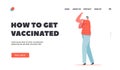 Young People Immunization, Flu Vaccination Landing Page Template. Vaccinated Positive Mature Male Character with Patch