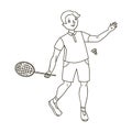 Young people involved in badminton. The game of badminton with a partner.Olympic sports single icon in outline style