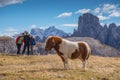 Young people in italien dolomites, loving nature and climbing, beautiful view scenery tre cime di lavaredo