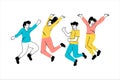 Young people jumping drawing illustrarion Royalty Free Stock Photo