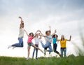 Young people jumping Royalty Free Stock Photo
