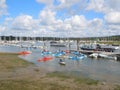 Young people kayaking on popular sailing river