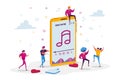 Young People Listen Sound Composition on Music Player or Mobile Phone Application