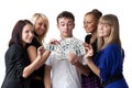 Young people with money Royalty Free Stock Photo