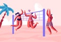 Young People Playing Beach Volleyball on Seaside Royalty Free Stock Photo