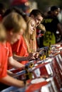 Young people playing steel drums