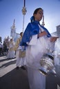 Young people in procession with incense burners in Holy week Royalty Free Stock Photo