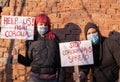 Young people protest for Corona virus. Coronavirus pandemic global panic Royalty Free Stock Photo