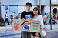 Young people protesting against climate change in Elche Royalty Free Stock Photo