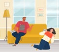 Young people quarreling at home. Man and woman couple in bad relationship, family altercation Royalty Free Stock Photo