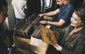 Young people in a record shop