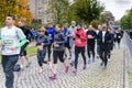 Young people and retired people run a marathon in Germany, Magdeburg, 18 oktober 2015