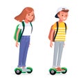 Young people riding hover board, gyro board, balance board.