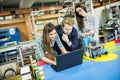 Young people in the robotics classroom Royalty Free Stock Photo