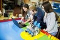 Young people in the robotics classroom Royalty Free Stock Photo