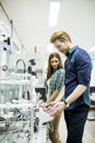 Young people in the robotics classroom Royalty Free Stock Photo