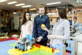 Young people in the robotics classroom Royalty Free Stock Photo