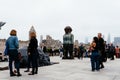 Young people on rooftop of Metropolitan museum in New York