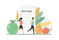 Young people run, do fitness, follow a diet. Diet plan, nutritionist tips, weight control, fruit and vegetable dishes. Healthline