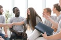 young people shaking hands during the Colloquium Royalty Free Stock Photo