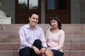 Young people sitting on the steps