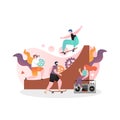 Skateboarding vector concept for web banner, website page