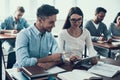 Young People Studying in Classroom at College. Royalty Free Stock Photo