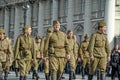 Young people in the uniform of the Second World War. Royalty Free Stock Photo