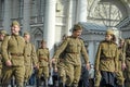 Young people in the uniform of the Second World War. Royalty Free Stock Photo