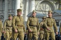 Young people in the uniform of the Second World War. Royalty Free Stock Photo