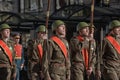 Young people in the uniform of the Second World War. Royalty Free Stock Photo